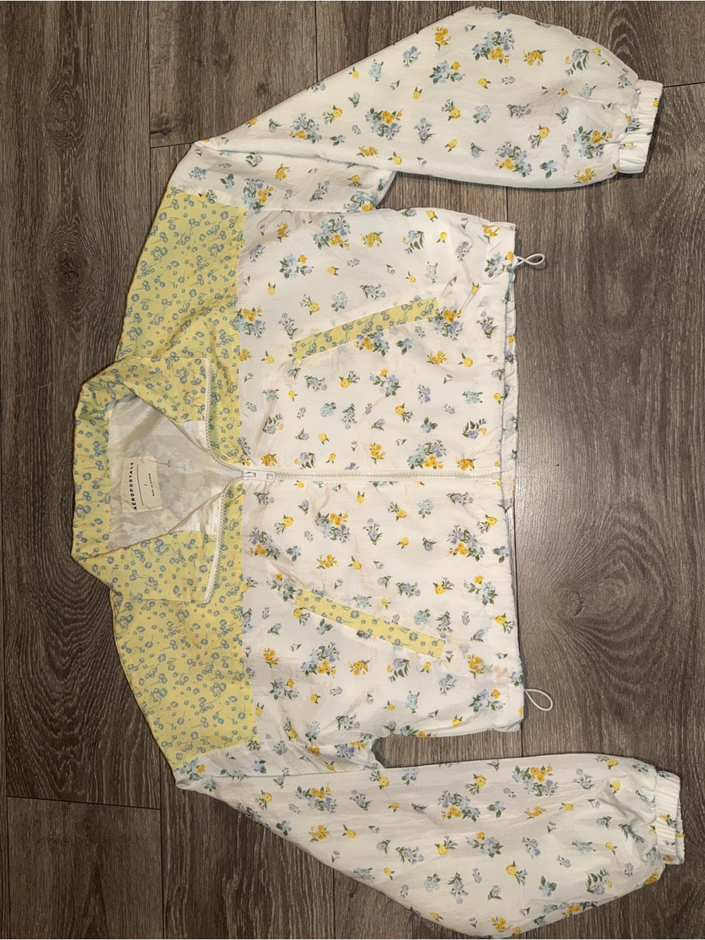 Aeropostale White and Yellow Floral Lightweight Jacket